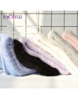 ENJOYFUR czapki zimowe dla kobiet ciepłe długie futra królika włosy kobiece czapki moda jednolite kolory szeroki mankiet styl mł