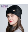 ENJOYFUR czapki zimowe dla kobiet imituj wełnę gruby czapeczka dla kobiet jednolite kolory wysokiej jakości czapka z daszkiem no