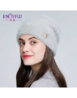 ENJOYFUR czapki zimowe dla kobiet imituj wełnę gruby czapeczka dla kobiet jednolite kolory wysokiej jakości czapka z daszkiem no