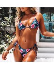 2019 Sexy wysokiej talii nadruk w kropki strój kąpielowy bikini kobiety zestaw bikini push up z ramiączkami kostium kąpielowy da