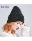 ENJOYFUR czapki zimowe dla kobiet ciepłe długie futra królika włosy kobiece czapki moda jednolite kolory szeroki mankiet styl mł