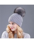 Xthree norka i czapka z pomponem z futra lisa pompony czapka zimowa dla kobiet czapka dziewczęca czapki z dzianiny czapka brand 