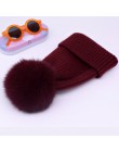 2019 nowy czapka zimowa luksusowa jakość Fox czapki z futrzanym pomponem beanie wysokiej jakości dziewczyny kobiety bonnet czapk