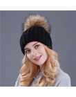Xthree norka i czapka z pomponem z futra lisa pompony czapka zimowa dla kobiet czapka dziewczęca czapki z dzianiny czapka brand 