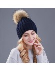 Xthree norka i czapka z pomponem z futra lisa pompony czapka zimowa dla kobiet czapka dziewczęca czapki z dzianiny czapka brand 