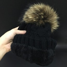 2019 czapki damskie dodaj aksamitna bluza wewnątrz czapki zimowe czapki dla kobiet 100% pompon z futra szopa kapelusz kobieta Tw