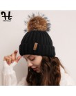 FURTALK czapka zimowa dla kobiet czapka z pomponem czapka z dzianiny prawdziwy szop futro czapka damska zimowa Skullies czapki d