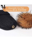 FURTALK czapka zimowa dla kobiet czapka z pomponem czapka z dzianiny prawdziwy szop futro czapka damska zimowa Skullies czapki d
