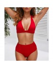 2019 Sexy wysokiej talii nadruk w kropki strój kąpielowy bikini kobiety zestaw bikini push up z ramiączkami kostium kąpielowy da