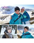 ENJOYFUR zima kobiety prawdziwe futro czapki z pomponem wełna gruba dzianina ciepłe pokryte czapka beanie lady moda bobble czapk
