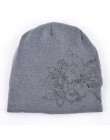 Kobieta czapka Bonnet jesień i czapki zimowe czapka w stylu hip-hop kwiat z kryształkiem czapki dla kobiet czapki kominiarka dam