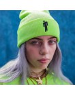 2020 Billie Eilish czapka typu beanie kobiety mężczyźni haft mały człowiek dzianiny ciepły czapka zimowa stałe Hip-hop Casual Cu