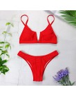 Sexy Bandeau Bikini 2020 nowy V Neck Bikini stroje kąpielowe Push Up stroje kąpielowe kobiet brazylijski Bikini Set kostiumy kąp