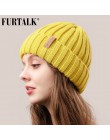 FURTALK czapka zimowa damska czapka zimowa z podszycie polarowe męska czapka zimowa z dzianiny dla kobiet dziewczyna czerwony cz