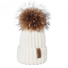 FURTALK czapka zimowa dla kobiet czapka z pomponem czapka z dzianiny prawdziwy szop futro czapka damska zimowa Skullies czapki d