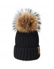 FURTALK czapka zimowa dla kobiet czapka z pomponem czapka z dzianiny prawdziwy szop futro czapka damska zimowa Skullies czapki d