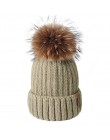 FURTALK czapka zimowa dla kobiet czapka z pomponem czapka z dzianiny prawdziwy szop futro czapka damska zimowa Skullies czapki d