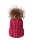 FURTALK czapka zimowa dla kobiet czapka z pomponem czapka z dzianiny prawdziwy szop futro czapka damska zimowa Skullies czapki d