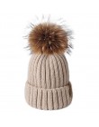 FURTALK czapka zimowa dla kobiet czapka z pomponem czapka z dzianiny prawdziwy szop futro czapka damska zimowa Skullies czapki d