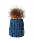 FURTALK czapka zimowa dla kobiet czapka z pomponem czapka z dzianiny prawdziwy szop futro czapka damska zimowa Skullies czapki d