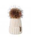 FURTALK czapka zimowa dla kobiet czapka z pomponem czapka z dzianiny prawdziwy szop futro czapka damska zimowa Skullies czapki d