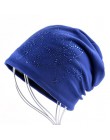 Kobieta czapka Bonnet jesień i czapki zimowe czapka w stylu hip-hop kwiat z kryształkiem czapki dla kobiet czapki kominiarka dam