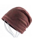 Kobieta czapka Bonnet jesień i czapki zimowe czapka w stylu hip-hop kwiat z kryształkiem czapki dla kobiet czapki kominiarka dam