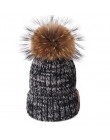 FURTALK czapka zimowa dla kobiet czapka z pomponem czapka z dzianiny prawdziwy szop futro czapka damska zimowa Skullies czapki d