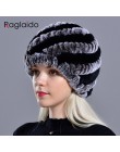 Raglaido Rabbit winter fur hat dla kobiet rosyjski prawdziwe futro czapka z dzianiny headgea ciepła czapka beanie na zimę kapelu