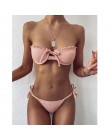2020 nowe seksowne Bikini stroje kąpielowe kobiety strój kąpielowy Bikini z odkrytymi ramionami zestaw Flash niskiej talii strój