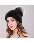 Xthree 70% Angola Rabbit fur czapka z prawdziwym futrzany pompon czapka z pomponem Skullie beanie czapka zimowa dla kobiet dziew