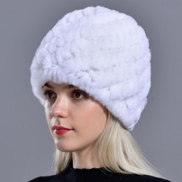 Raglaido Rabbit winter fur hat dla kobiet rosyjski prawdziwe futro czapka z dzianiny headgea ciepła czapka beanie na zimę kapelu