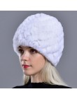 Raglaido Rabbit winter fur hat dla kobiet rosyjski prawdziwe futro czapka z dzianiny headgea ciepła czapka beanie na zimę kapelu