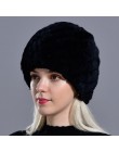 Raglaido Rabbit winter fur hat dla kobiet rosyjski prawdziwe futro czapka z dzianiny headgea ciepła czapka beanie na zimę kapelu