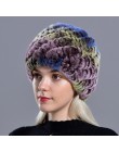 Raglaido Rabbit winter fur hat dla kobiet rosyjski prawdziwe futro czapka z dzianiny headgea ciepła czapka beanie na zimę kapelu
