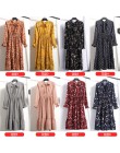 29 kolorów piękna moda wiosna jesień kobiety z długim rękawem sukienka kołnierz retro Casual wąskie sukienki druk kwiatowy szyfo