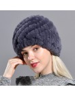 Raglaido Rabbit winter fur hat dla kobiet rosyjski prawdziwe futro czapka z dzianiny headgea ciepła czapka beanie na zimę kapelu