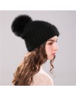 Xthree 70% Angola Rabbit fur czapka z prawdziwym futrzany pompon czapka z pomponem Skullie beanie czapka zimowa dla kobiet dziew