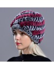 Raglaido Rabbit winter fur hat dla kobiet rosyjski prawdziwe futro czapka z dzianiny headgea ciepła czapka beanie na zimę kapelu