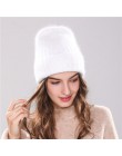 Xthree 70% Angola Rabbit fur czapka z prawdziwym futrzany pompon czapka z pomponem Skullie beanie czapka zimowa dla kobiet dziew