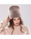 Xthree 70% Angola Rabbit fur czapka z prawdziwym futrzany pompon czapka z pomponem Skullie beanie czapka zimowa dla kobiet dziew