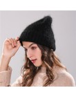 Xthree 70% Angola Rabbit fur czapka z prawdziwym futrzany pompon czapka z pomponem Skullie beanie czapka zimowa dla kobiet dziew