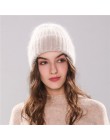 Xthree 70% Angola Rabbit fur czapka z prawdziwym futrzany pompon czapka z pomponem Skullie beanie czapka zimowa dla kobiet dziew
