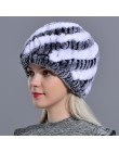 Raglaido Rabbit winter fur hat dla kobiet rosyjski prawdziwe futro czapka z dzianiny headgea ciepła czapka beanie na zimę kapelu