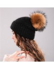 Xthree 70% Angola Rabbit fur czapka z prawdziwym futrzany pompon czapka z pomponem Skullie beanie czapka zimowa dla kobiet dziew