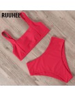 RUUHEE strój kąpielowy bikini kobiety strój kąpielowy 2019 bikini wysokie w talii Push Up węzeł z przodu strój kąpielowy kobiety