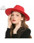 WELROG czarne czerwone kapelusze fedora dla kobiet imitacja wełny Fedoras Panama filcowy kapelusz zimowe męskie czapki jazzowe T