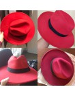 WELROG czarne czerwone kapelusze fedora dla kobiet imitacja wełny Fedoras Panama filcowy kapelusz zimowe męskie czapki jazzowe T