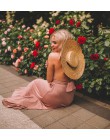 GEMVIE nowe duże rondo słomkowy kapelusz kapelusze letnie dla kobiet wstążka czapka plażowa Boater płaskie góry kapelusz
