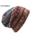 LOVINGSHA marka jesień i zima podwójnego zastosowania Vintage Design kapelusze dla pań cienkie Skullies i czapki kobiety szalik 